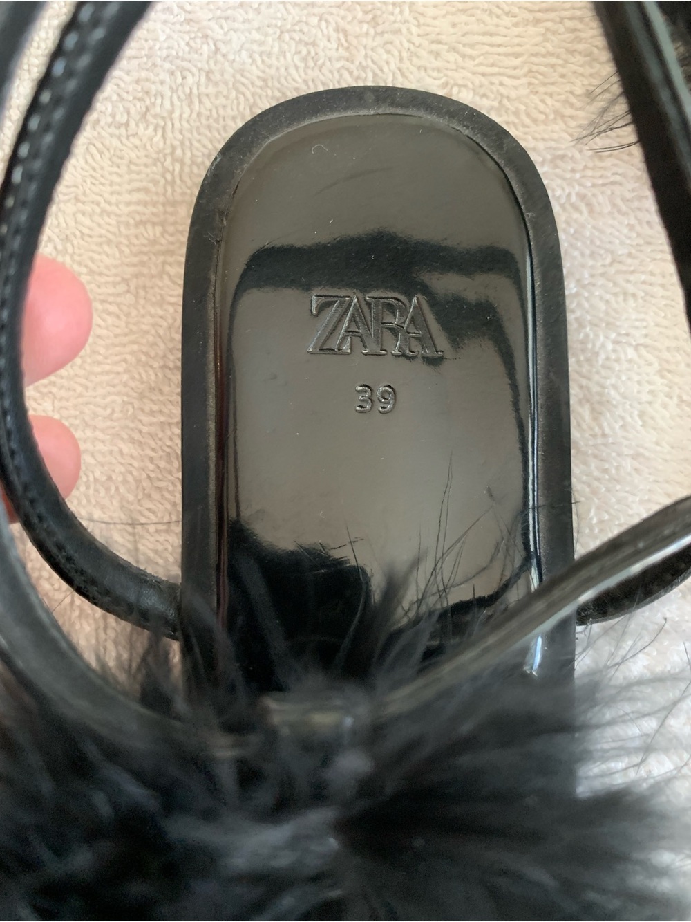 Zara Black Feather Strap Sandals Size 39 - Picture 5 of 6